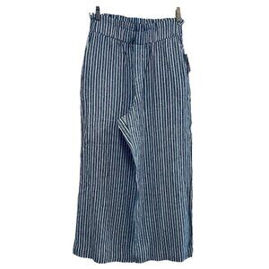 LAUNDRY by Shelli Segal Navy Stripe Linen Blend Wide Leg Pants Sz XS NWT MSRP$89